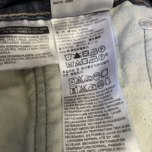 Levis Jeans Men Sz 32 x 32 Blue 511 Slim Dark Rinse Black Patch Raw Hem Modified - Picture 7 of 12